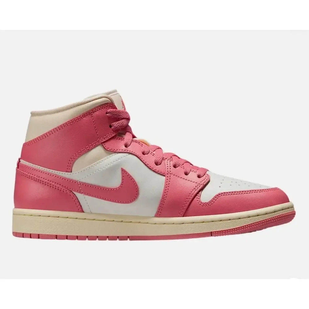 Size 6 - Women's Nike Air Jordan 1 Mid Sail/Pink Salt-Guava Ice BQ6472-109